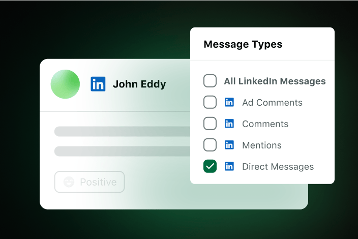 Esempio del filtro DM di LinkedIn selezionato per la risposta all'interno della Smart Inbox.